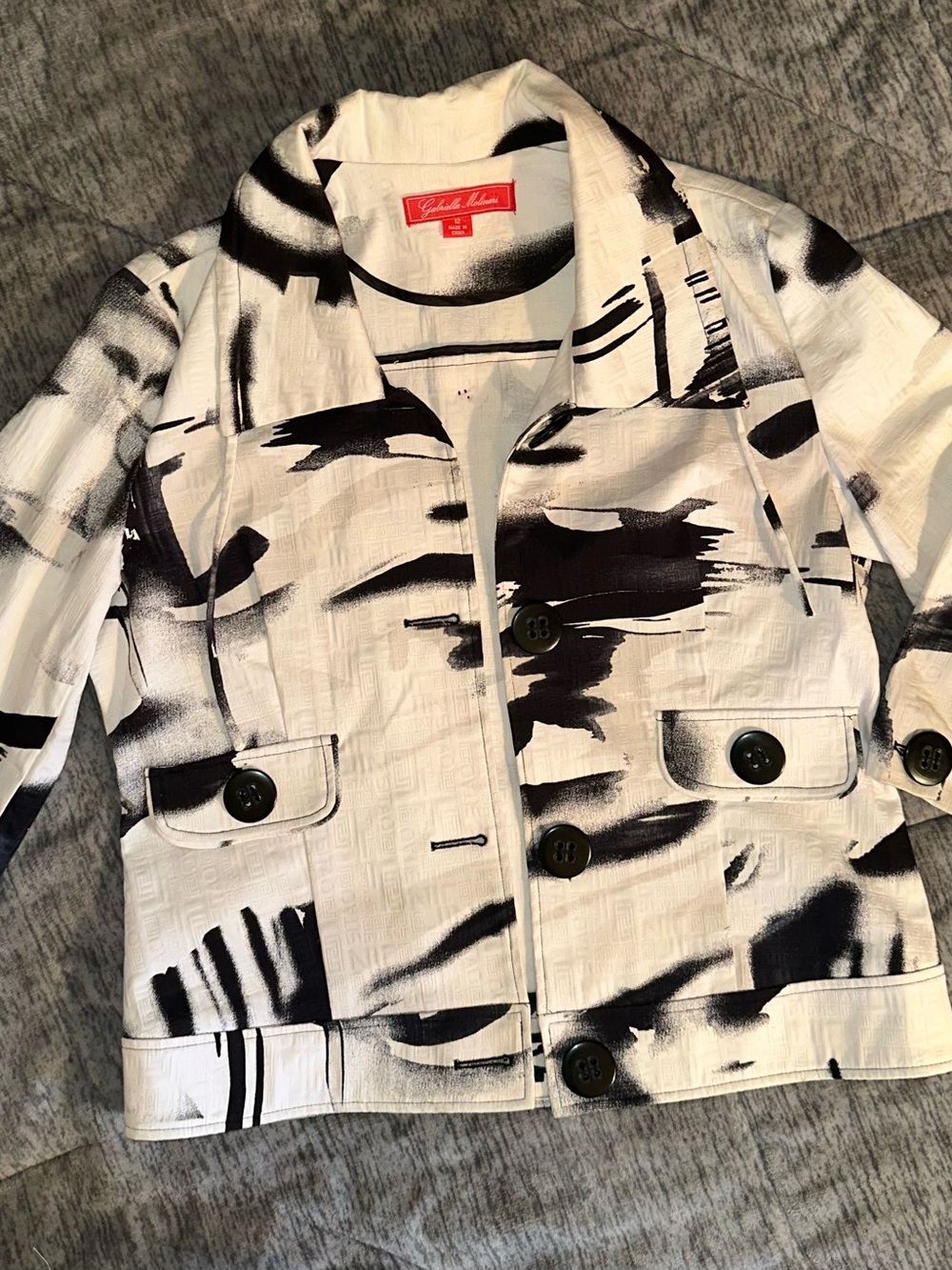 Black & White Geometric Patterned Utility Jacket